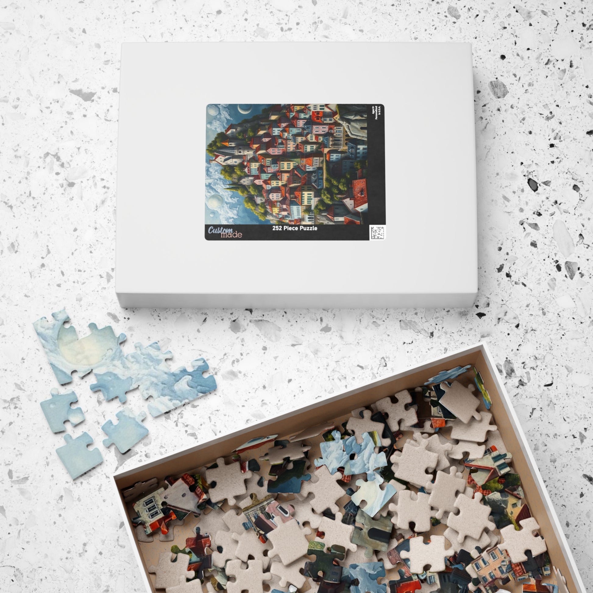 Whimsical Stacked Houses Puzzle, Hilltop Village Jigsaw Game for Adults, Ideal for Family Game Nights, Mental Exercise, Friend Gift for Puzzle Fan The Puzzle Chest