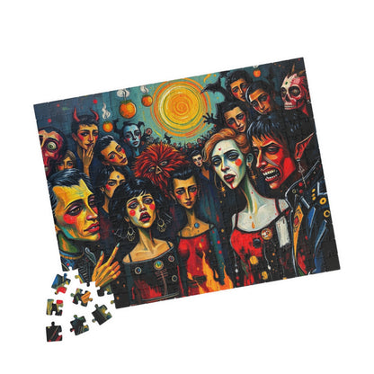 Artistic Halloween-Themed Puzzle, Colorful Character Collage, Perfect for Family Game Night or Solo Fun, Halloween Gift for Puzzle Lover Puzzle The Puzzle Chest