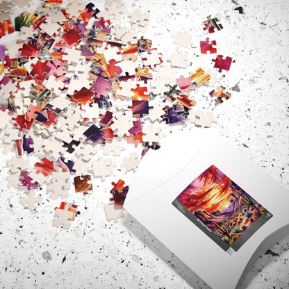 Puzzle - Desert Landscape 1000 Piece Jigsaw, Cactus Sunset Mountain Scene, Challenging Adult Hobby Game, Relaxing Family Activity, Home Puzzle The Puzzle Chest