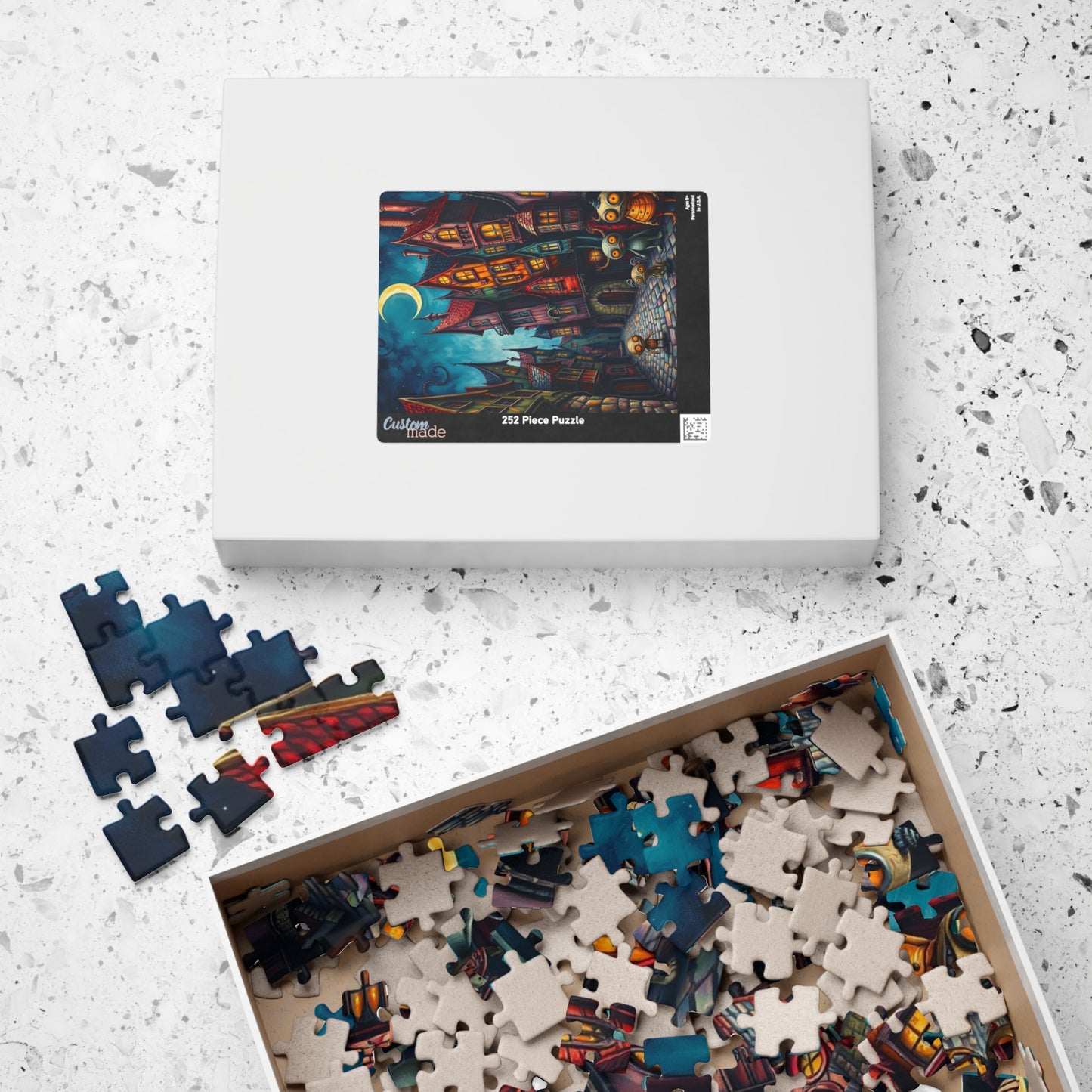 Whimsical Halloween Village Jigsaw Puzzle, 110-1014 Piece Dark Fantasy Art Nighttime Scene, Perfect for Family Game Night, Puzzle Lover Gift The Puzzle Chest