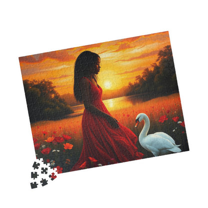 Serene Sunset Puzzle - Black Woman Art Jigsaw Game, Creative Activity, Nature Enthusiast Gift for Friend, Family Fun, Mindful Activity Puzzle The Puzzle Chest