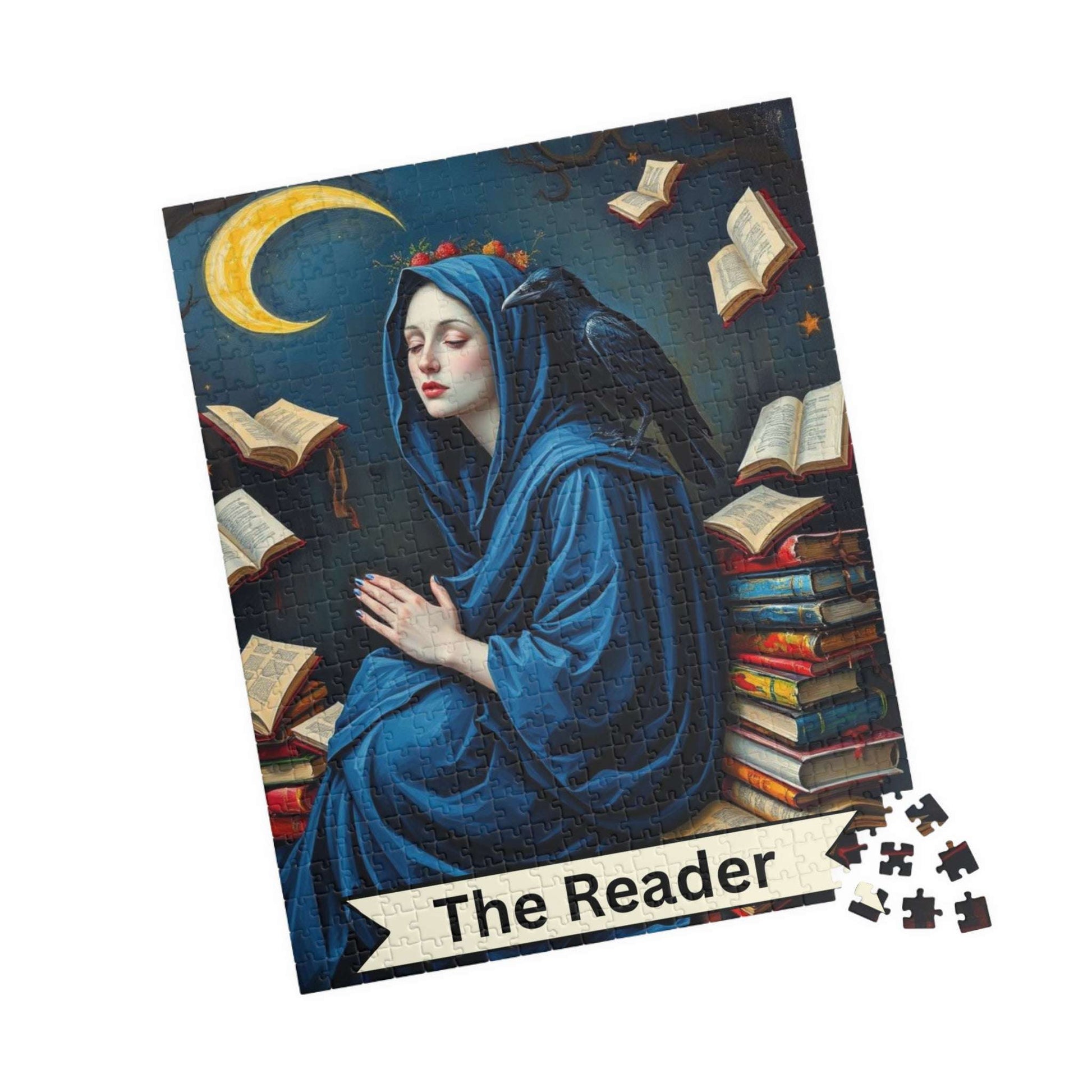The Reader Mystical Tarot Card Jigsaw Puzzle: Books, Raven, Moon - Hobby Game Puzzle The Puzzle Chest