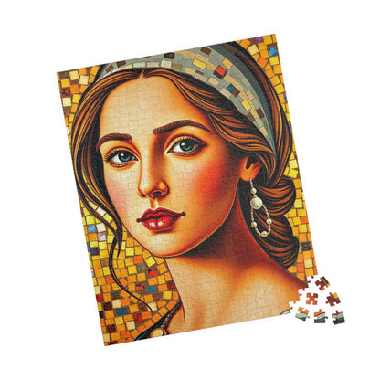 Mosaic Portrait Renaissance Woman Puzzle - 110, 252, 520, 1014-piece | Decorative Gift for Art Lover, Family or Solo Fun, Unique Collectible Puzzle The Puzzle Chest