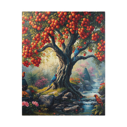 Garden of Eden Puzzle, Serene Biblical Scene (110, 252, 520, 1014 Pieces), Fruit Tree Stream Birds Flowers, Jigsaw Game Brain Teaser, Home 110 pcs (Vertical) Puzzle The Puzzle Chest