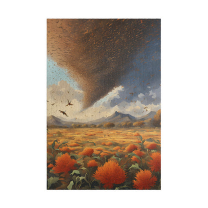 Biblical Plagues Jigsaw Puzzle, Locusts Swarming Over a Barren Landscape, Faith-Based Christian Theme Game, Spiritual Gift for Puzzle Lover