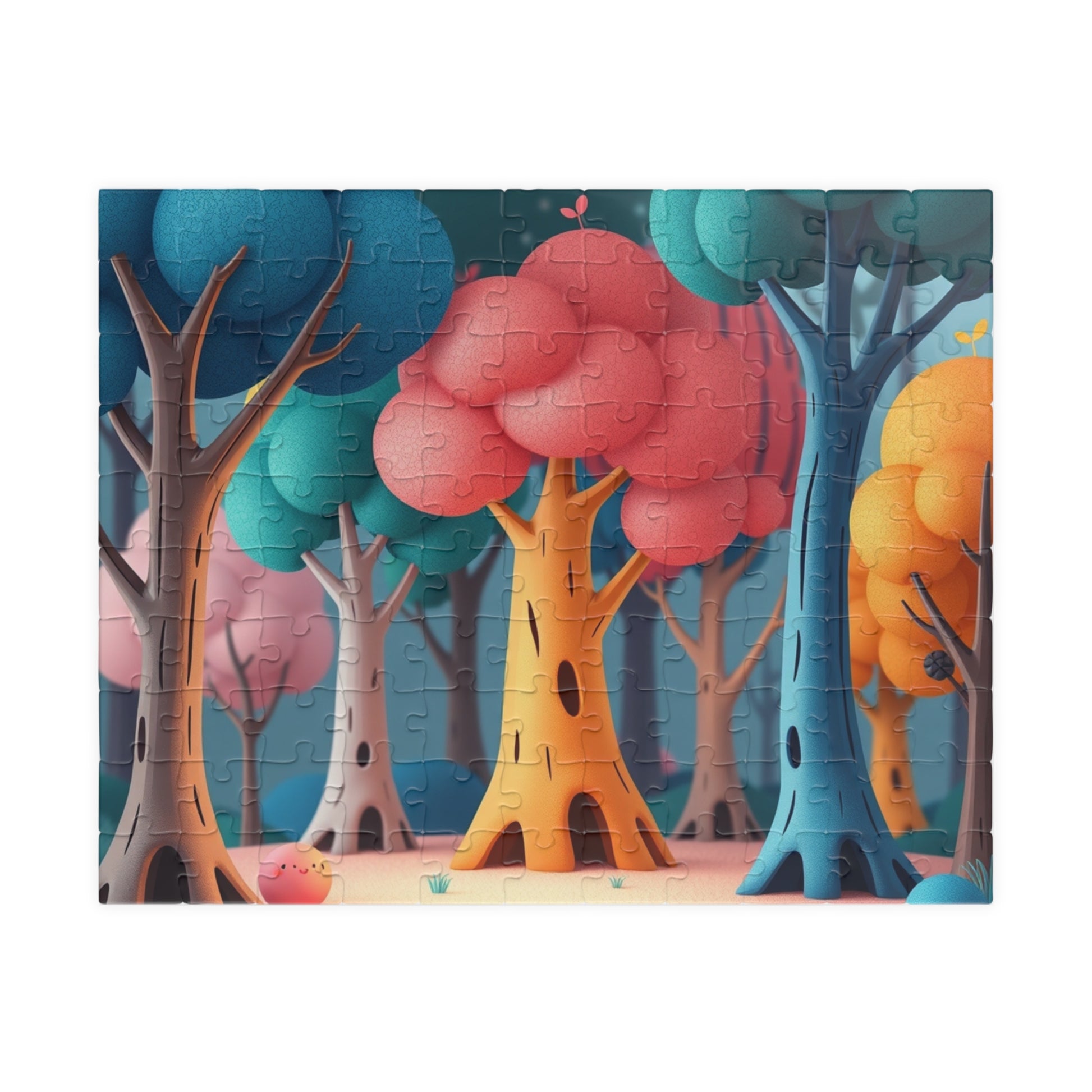Abstract Landscape Forest Jigsaw Puzzle (110-1014 Piece), Surreal Tree Trunks with Colorful Canopies, Nature Theme Gift for Puzzle Lovers 110 pcs (Horizontal) Puzzle The Puzzle Chest