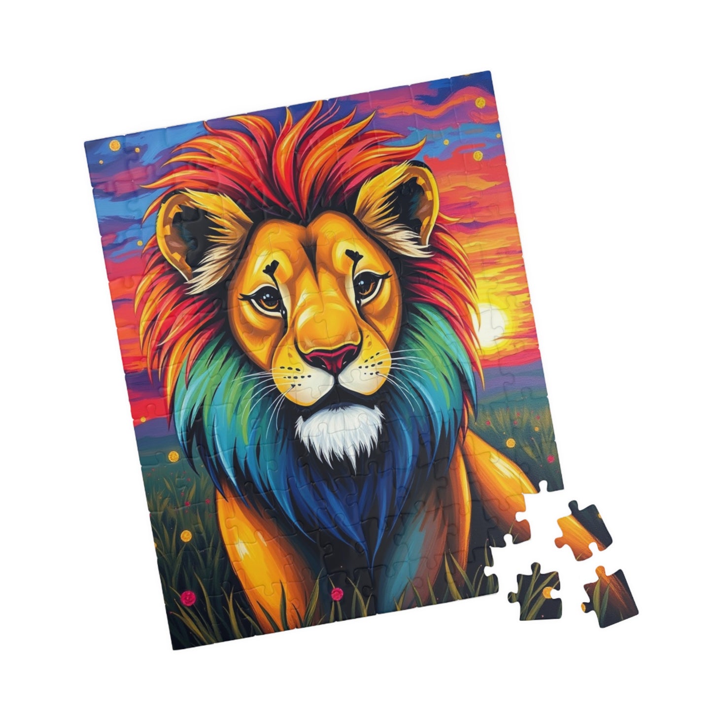 Vibrant Lion Jigsaw Puzzle, Colorful Animal Jigsaw Game for Family Fun, Kids and Adults, Gift for Friends, Home Entertainment, Brain Teaser Puzzle The Puzzle Chest