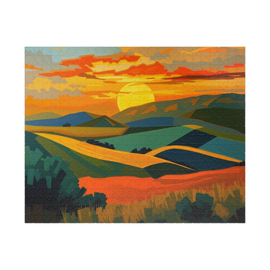 Sunset Landscape Puzzle, Abstract Jigsaw Game, Colorful Nature Art Puzzle for Adult, Gift for Puzzle Lover, Family or Solo Fun, Entertaining 520 pcs (Horizontal) Puzzle The Puzzle Chest
