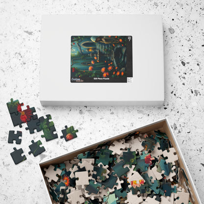 Gothic Garden Puzzle, Mysterious Bioluminescent Flowers & Stone Statues, 520-Piece Jigsaw, Dark Fantasy Art, Mystery Garden Puzzle, Fantasy Puzzle The Puzzle Chest