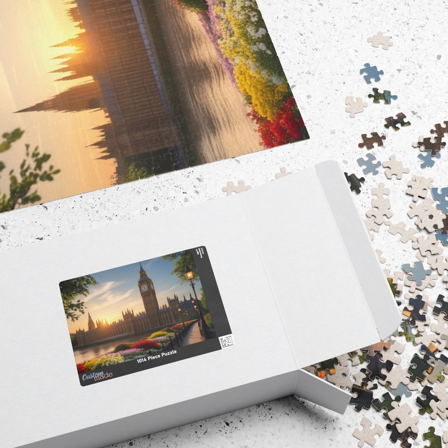 London Big Ben (Elizabeth Tower) Jigsaw Puzzle, Flowers Sunrise View Thames River, Puzzle Enthusiast Cityscape Lover Gift, Family Activity Puzzle The Puzzle Chest