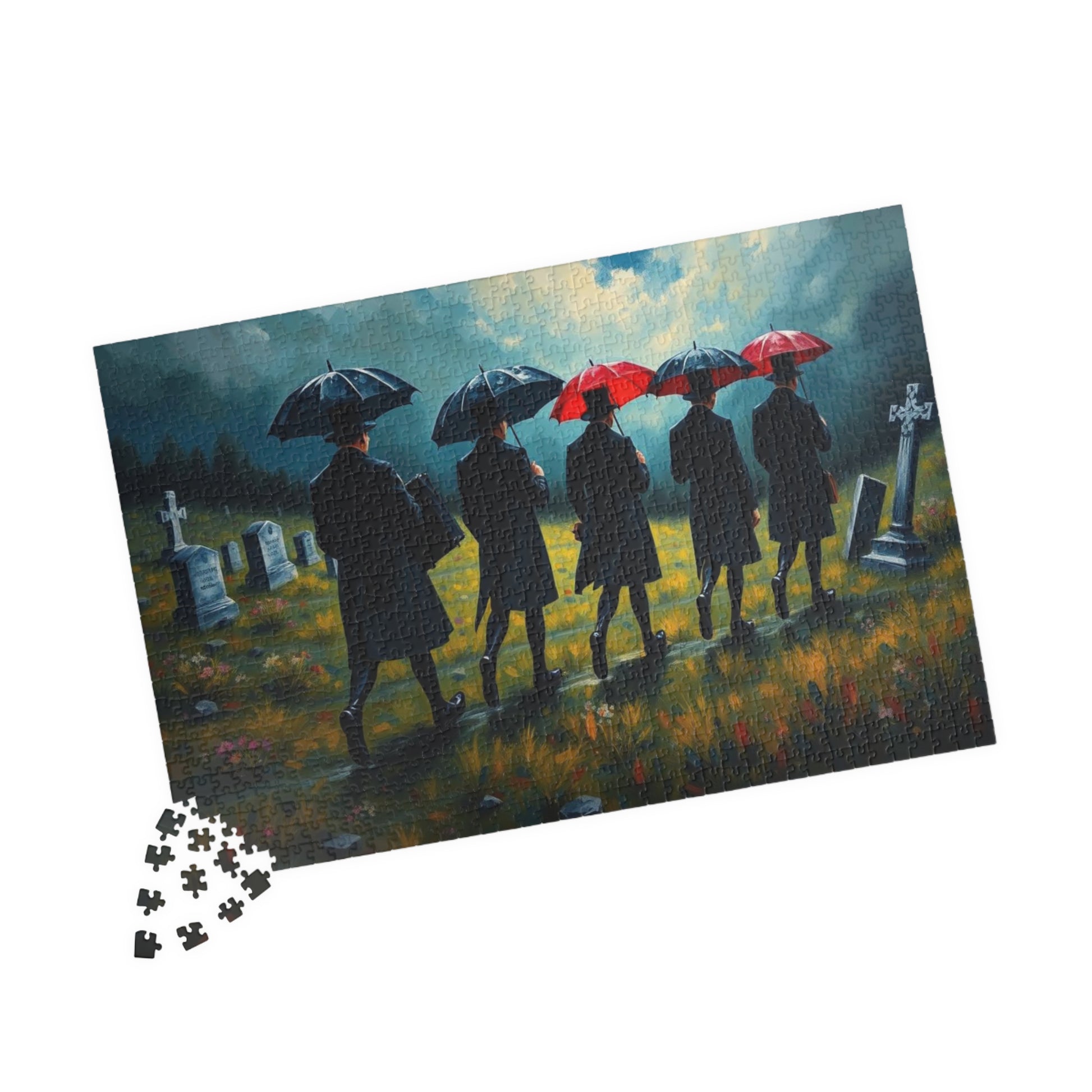 Gothic Procession Jigsaw Puzzle, Gothic Puzzle, Dark Art Puzzle, Stormy Cemetery Landscape Puzzle, 1000-Piece Puzzle Gift for Puzzle Lovers Puzzle The Puzzle Chest
