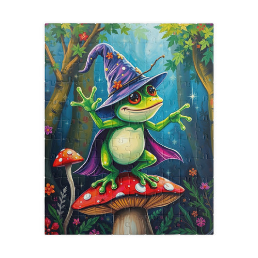 Whimsical Frog Puzzle, Colorful Nature Scene Jigsaw Gift for Adults, Fun Family Game Night, Home Entertainment Mindfulness Activity 110 pcs (Vertical) Puzzle The Puzzle Chest