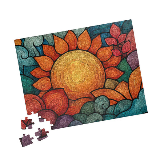 Abstract Sunburst Jigsaw Puzzle - Morning Sunrise, Holiday Birthday Gift for Puzzle Lover, Family Activity, Mind Teaser 110 pcs (Horizontal) Puzzle The Puzzle Chest