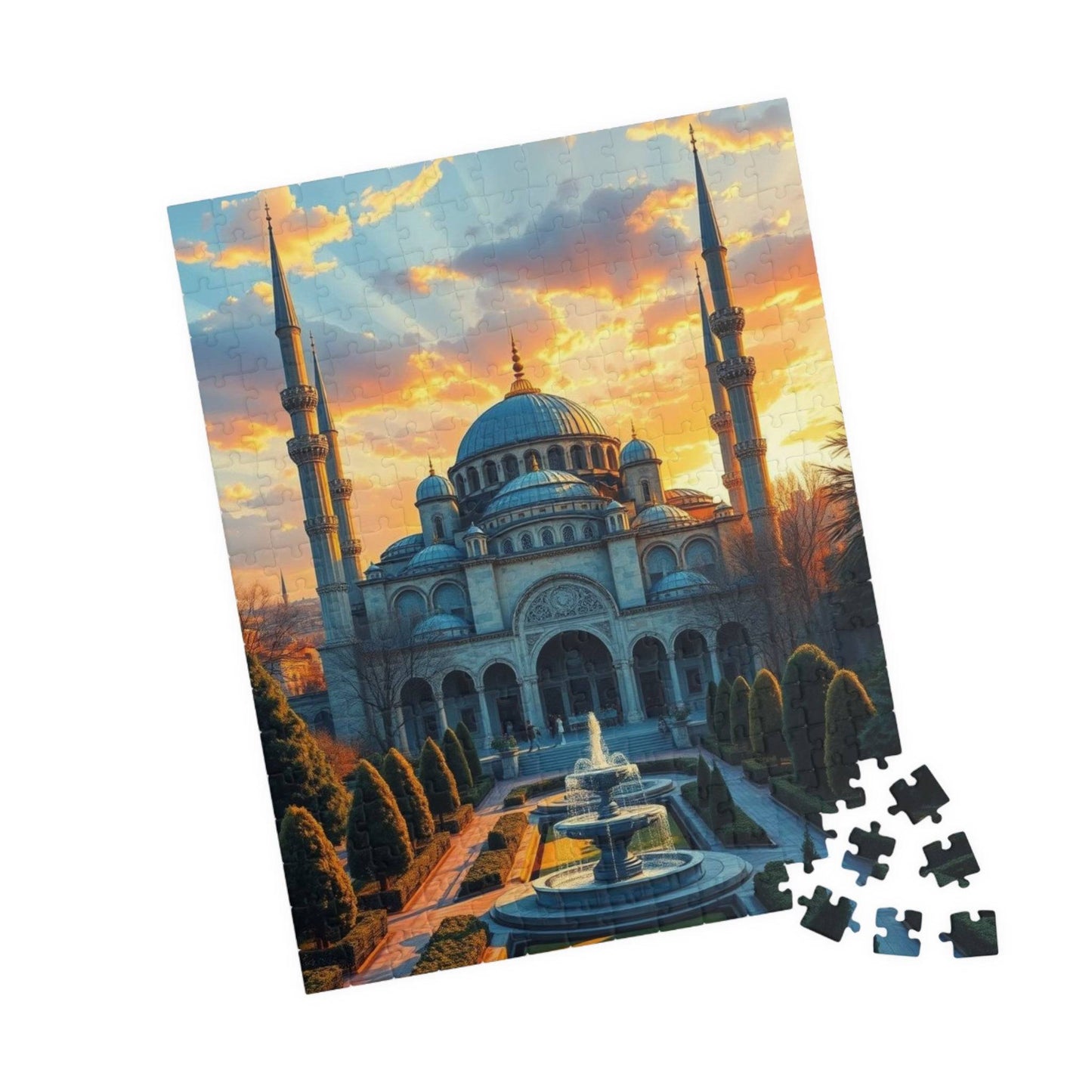 Blue Mosque Puzzle – Jigsaw of Istanbul Landmark, Islamic Architecture and Minarets 252 pcs (Vertical) Puzzle The Puzzle Chest