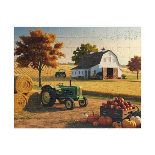 Fall Farm Scene Puzzle - 110-1014 Pieces Landscape Jigsaw Game, Gift for Autumn Lovers, Perfect for Family Game Night, Agricultural Art 110 pcs (Horizontal) Puzzle The Puzzle Chest