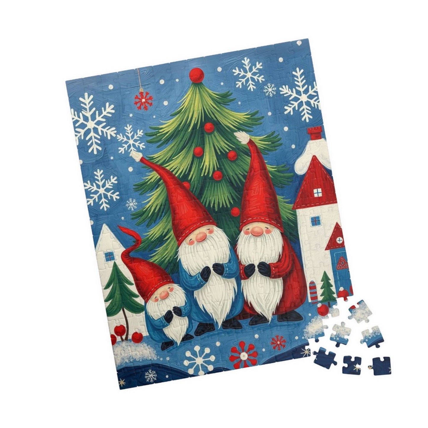 Nordic Christmas Caroling Gnomes – Scandinavian Folk Winter Holiday Jigsaw Puzzle 252 pcs (Vertical) Puzzle The Puzzle Chest