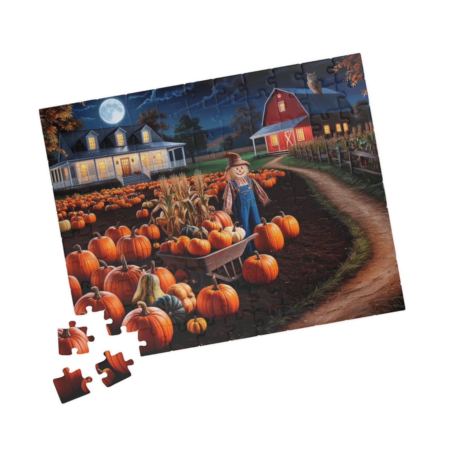 Harvest Pumpkin Scarecrow Puzzle | Fall Decor Puzzle | 110, 252, 520, 1014 Pieces | Family Fun | Autumn Activity, Halloween Puzzle, Puzzle The Puzzle Chest