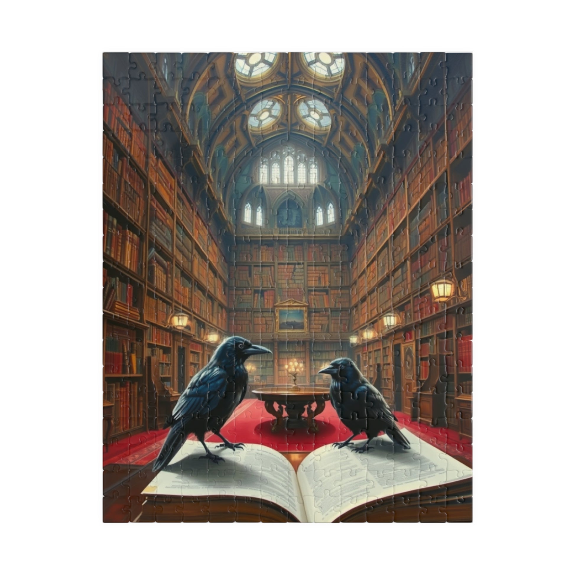 Mystical Library Ravens Puzzle, Book Lover Gift, 110-1014 Piece Jigsaw, Cozy Home Activity, Unique Challenge, Gothic Leisure Entertainment 252 pcs (Vertical) Puzzle The Puzzle Chest