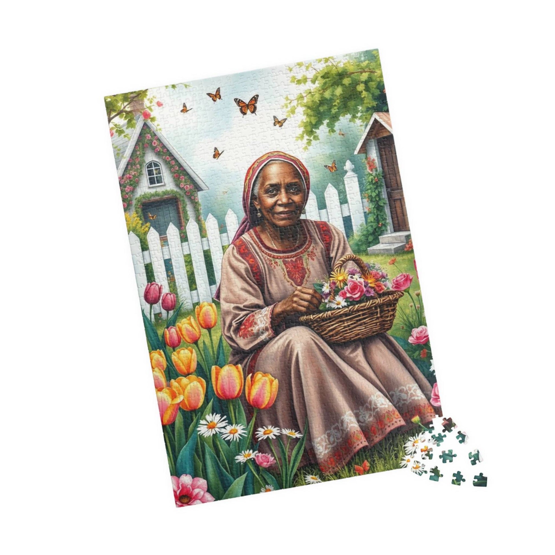 Garden Delight Jigsaw Puzzle - Black Woman Art, Nature-themed Afrocentric Game 1014 pcs (Vertical) Puzzle The Puzzle Chest