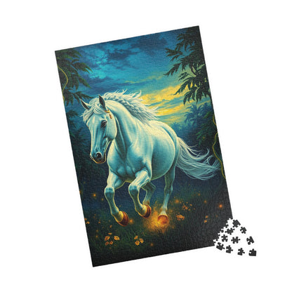 White Horse Jigsaw Puzzle, Equestrian Birthday Holiday Gift for Horse Lover, Family Game Night, Solo Fun, Relaxing Hobby, Mindful Activity Puzzle The Puzzle Chest