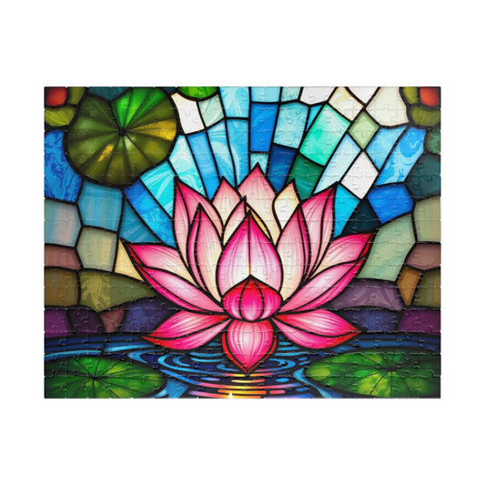 Lotus Jigsaw Puzzle, Sacred Pink Flower in Bloom, Faith-Based Nature Themed Game, Relaxation Activity, Unique Gift for Puzzle Lover