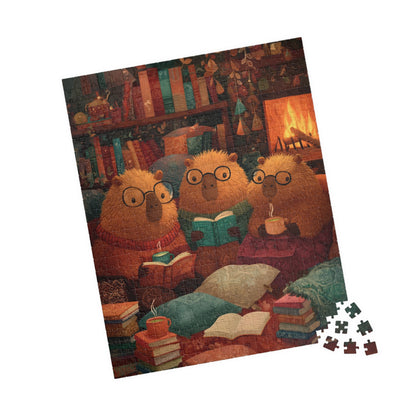 Capybaras Book Nook Jigsaw Puzzle, Cozy Animal Themed Game for Kids and Adults 520 pcs (Vertical) Puzzle The Puzzle Chest