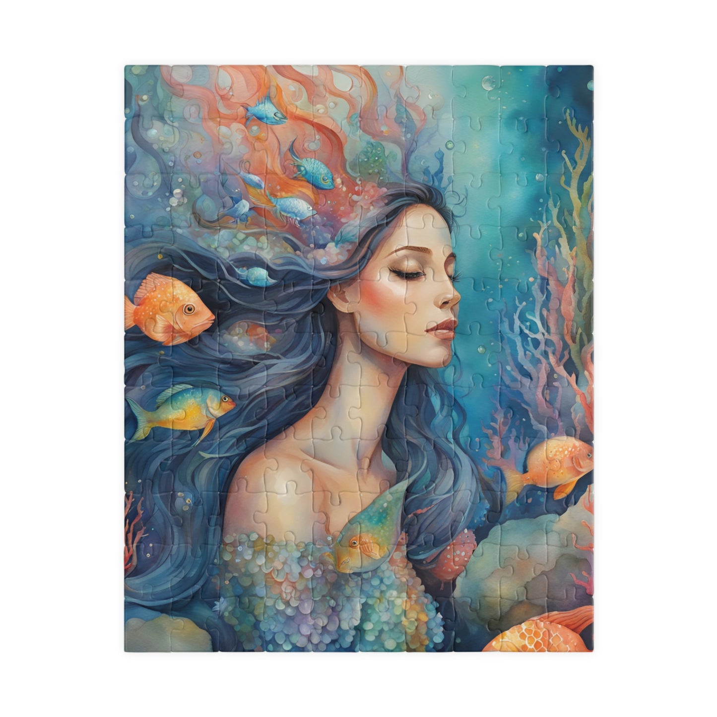 Mermaid Close-Up Jigsaw Puzzle, Serene Underwater Ocean Scene, Mindful Escape, Quiet Leisure Activity, Enthusiast Hobbyist Best Unique Gift