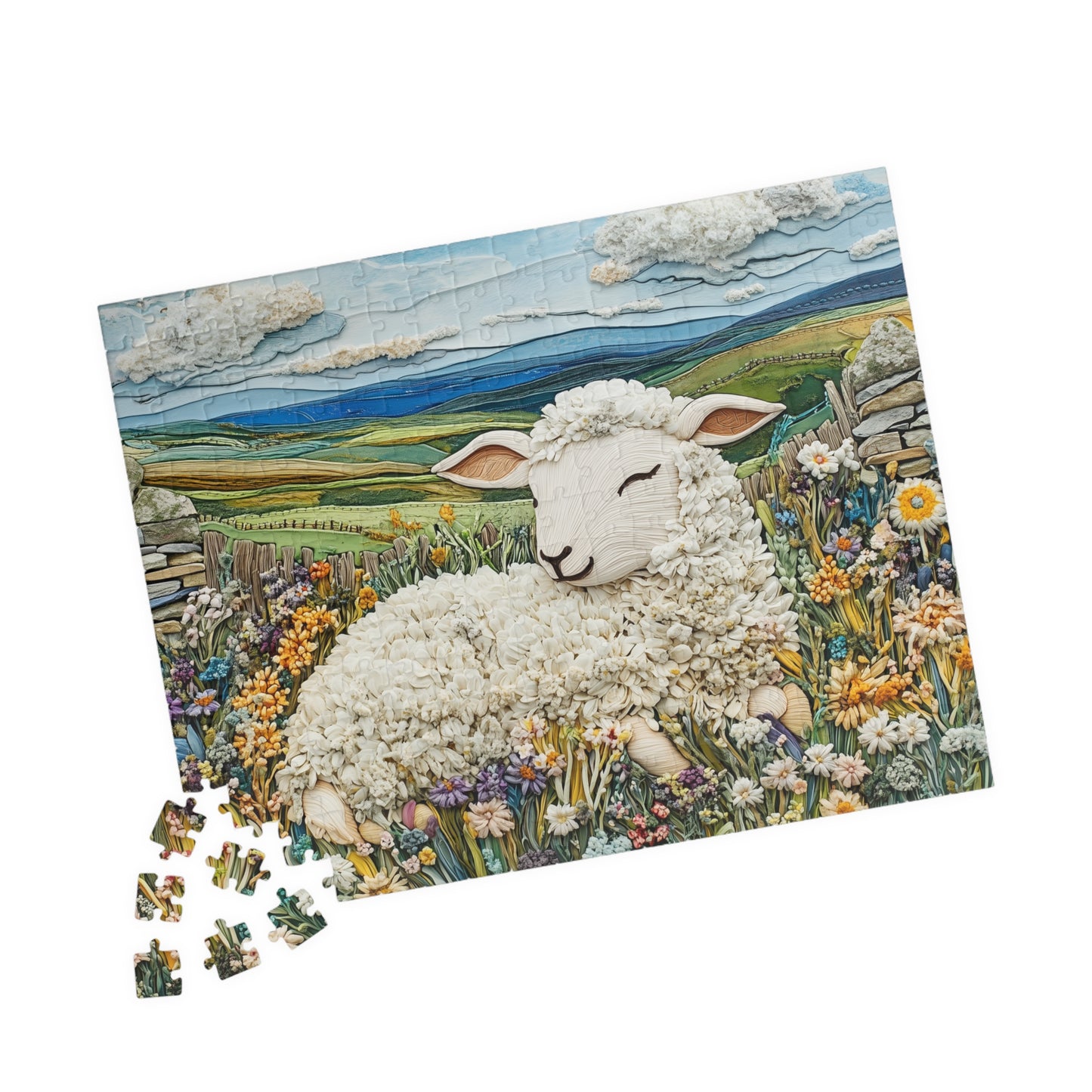 Sleeping Lamb Meadow Puzzle | Sheep Jigsaw Puzzle, 110-1014pc Animal Themed Game 252 pcs (Horizontal) Puzzle The Puzzle Chest
