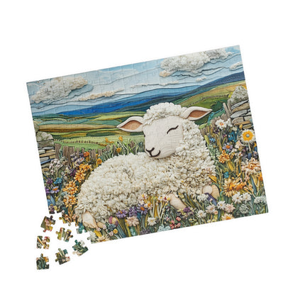 Sleeping Lamb Meadow Puzzle | Sheep Jigsaw Puzzle, 110-1014pc Animal Themed Game 252 pcs (Horizontal) Puzzle The Puzzle Chest