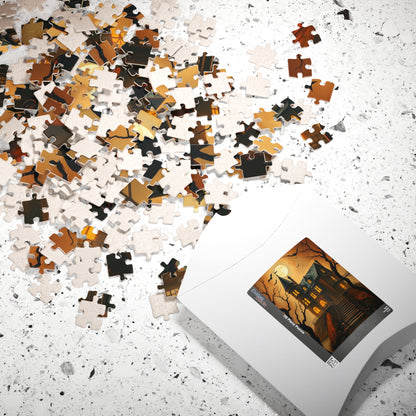 Spooky Haunted House Puzzle, Halloween Design, Family Game Night or Solo Fun, Perfect Gift for Puzzle Lover, 110 252 520 1014-piece, Mindful Puzzle The Puzzle Chest