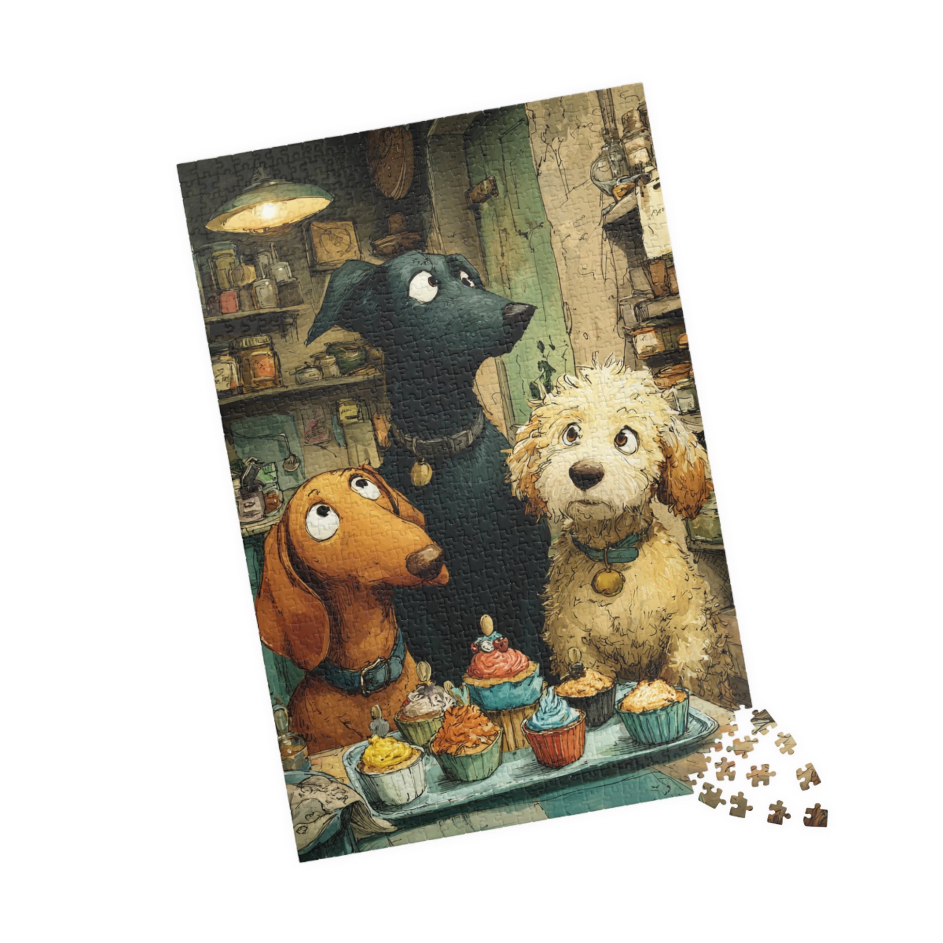 Whimsical Pet Puzzle - Cute Dog Friends, Baking Animal Themed Game for Family Night, Gift for Animal Lover, Indoor Activity 1014 pcs (Vertical) Puzzle The Puzzle Chest