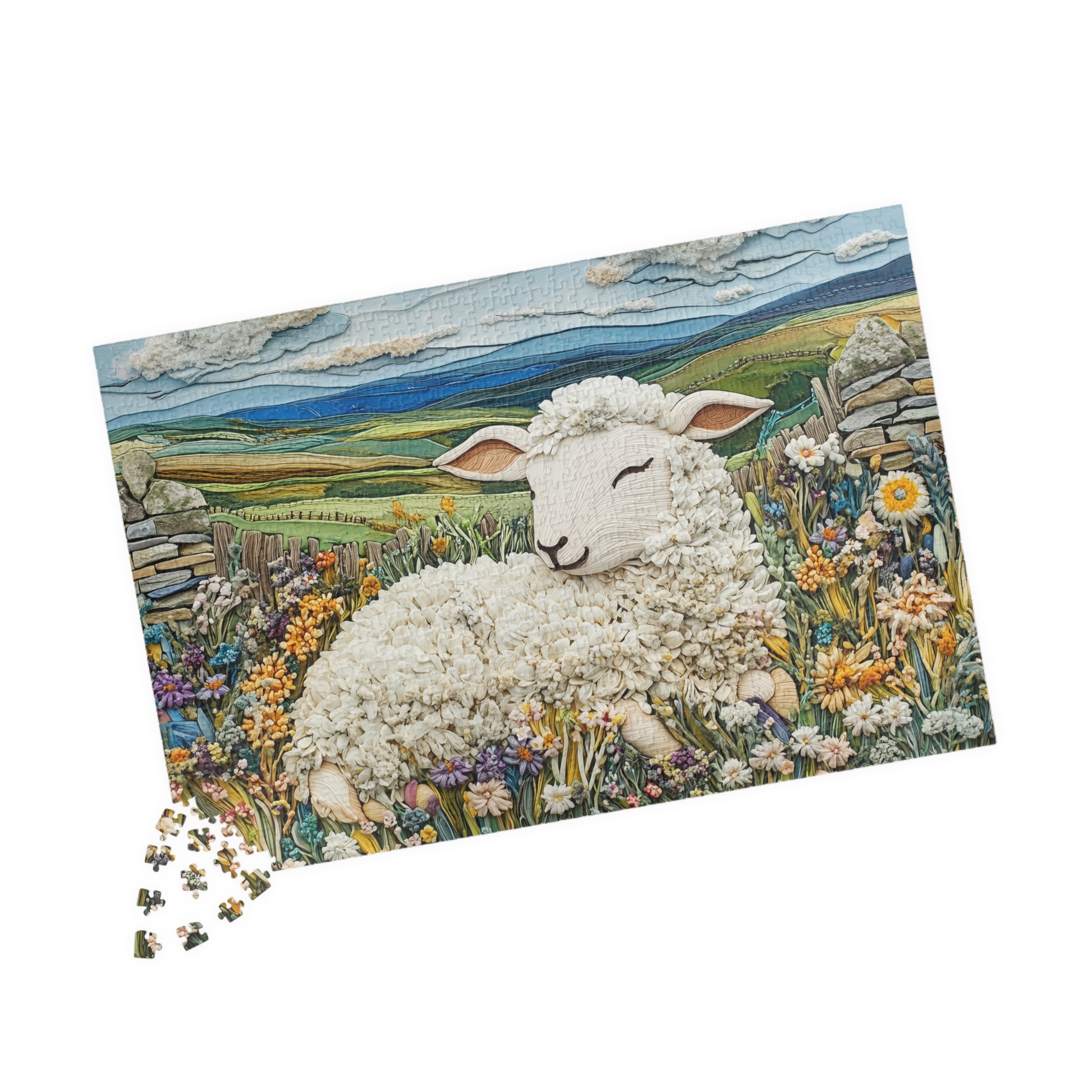 Sleeping Lamb Meadow Puzzle | Sheep Jigsaw Puzzle, 110-1014pc Animal Themed Game 1014 pcs (Horizontal) Puzzle The Puzzle Chest
