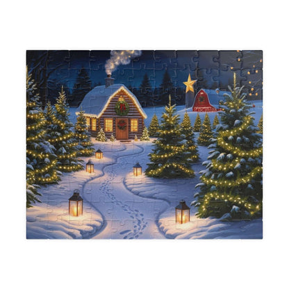 Christmas Tree Farm Puzzle, Cozy Winter Snowy Cabin Landscape Jigsaw Game, Family Game Night, Festive Decor, 110-1014 Pieces, Mindful Gift 110 pcs (Horizontal) Puzzle The Puzzle Chest