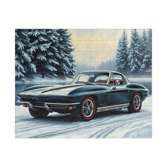 Vintage Car Puzzle Classic 1963 Corvette Jigsaw, Retro Friend Gift for Car Lovers, Home Entertainment 110 pcs (Horizontal) Puzzle The Puzzle Chest