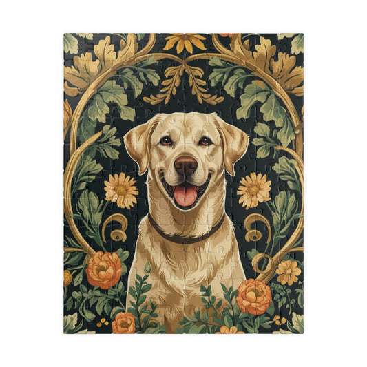 Labrador Retriever Vintage Jigsaw Puzzle, Floral Nature-Inspired Dog Theme Game, Gift for Art Lover Dog Enthusiast Hobbyist, Family Friendly 110 pcs (Vertical) Puzzle The Puzzle Chest