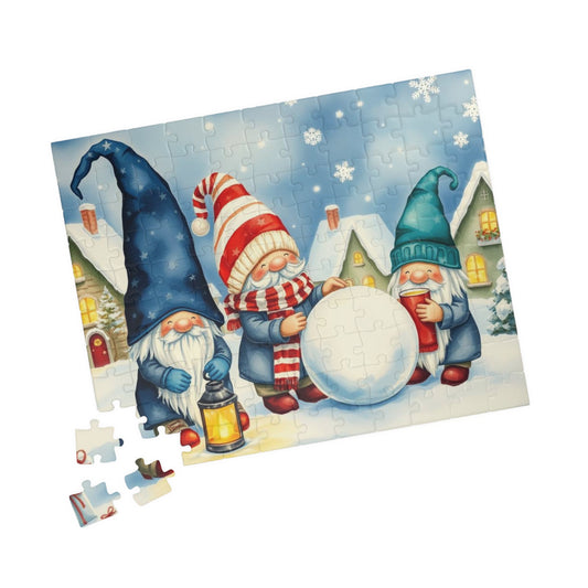 Snowy Village Gnome Puzzle - Winter Themed Jigsaw Game Puzzle The Puzzle Chest