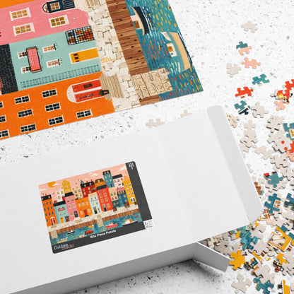 Colorful Harbor Town Puzzle | Coastal Village Jigsaw Puzzle The Puzzle Chest
