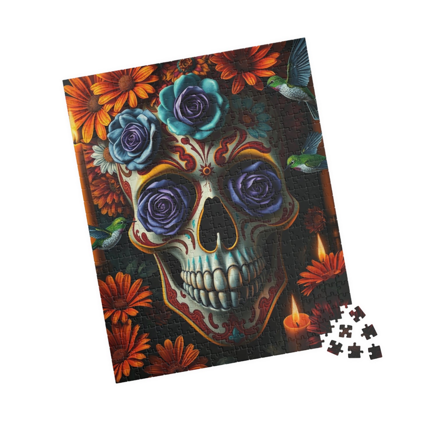 Colorful Skull Puzzle | Day of the Dead Jigsaw Game for Adults, Gift for Puzzle and Gothic Art Lovers, Mental Exercise, Fun Solo Activity Puzzle The Puzzle Chest