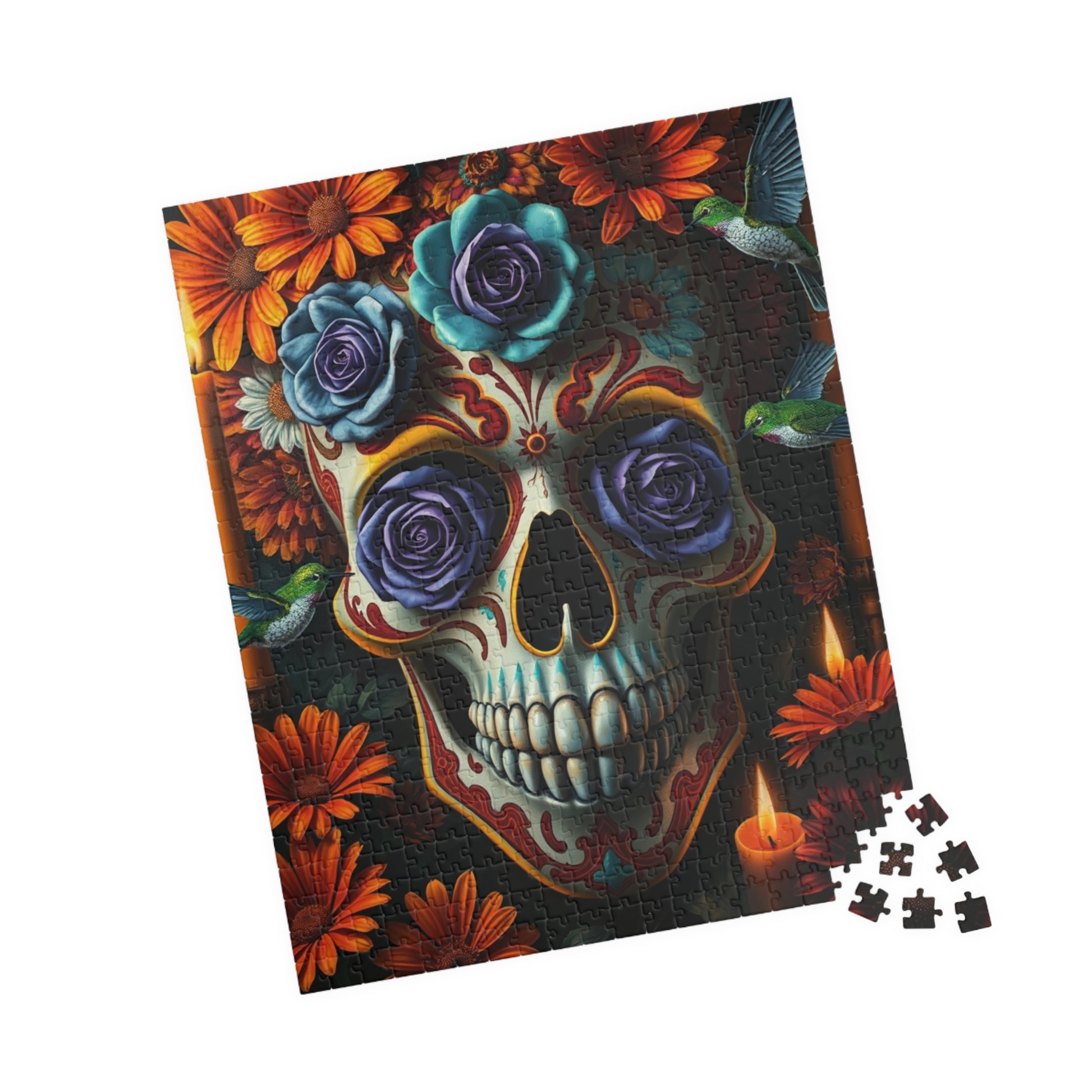 Colorful Skull Puzzle | Day of the Dead Jigsaw Game for Adults, Gift for Puzzle and Gothic Art Lovers, Mental Exercise, Fun Solo Activity Puzzle The Puzzle Chest