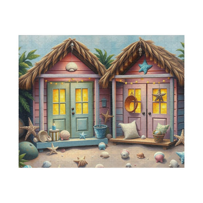 Seaside Charm Jigsaw Puzzle - Pastel Beach Huts, 110/252/520/1014-Piece Summer Vibes Beach House Puzzle for Fun, Gifts, Mental Stimulation 520 pcs (Horizontal) Puzzle The Puzzle Chest