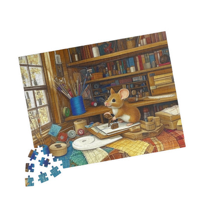 Crafting Mouse Sewing Room Puzzle | Animal Jigsaw Puzzle 110/252/520/1014-Piece 252 pcs (Horizontal) Puzzle The Puzzle Chest