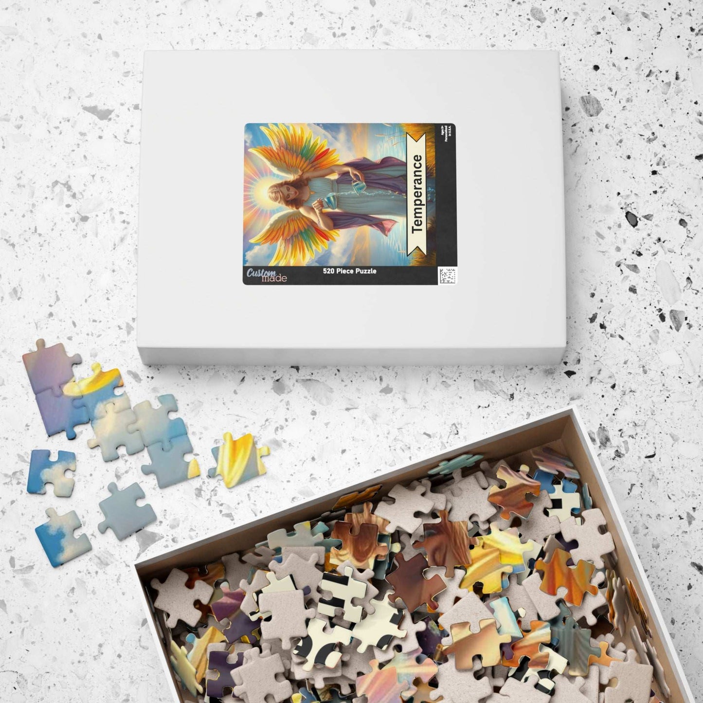 Angel Temperance Puzzle - Tarot Card Style Jigsaw Game for Spiritual Art Meditation Gift, Home Decor, Family Fun Activity, 110-1014 Pieces Puzzle The Puzzle Chest