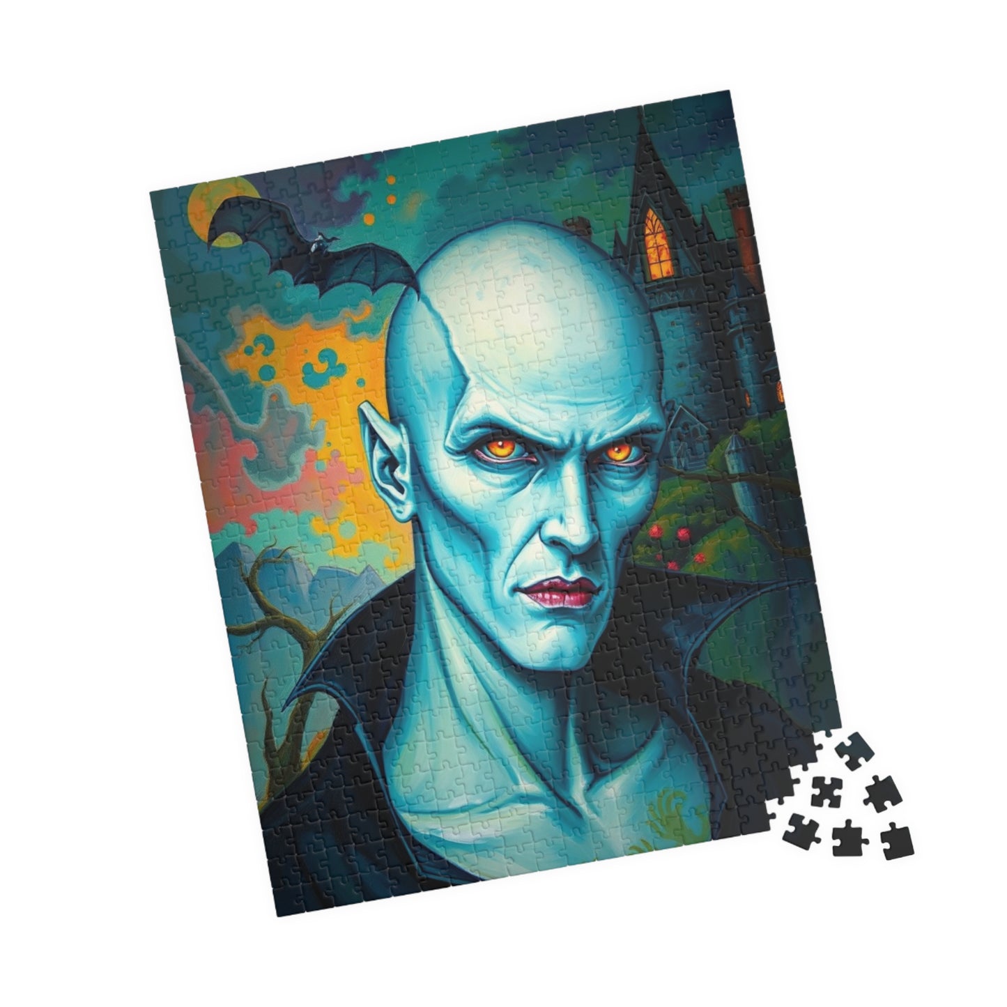 Gothic Vampire Jigsaw Puzzle, Dreamlike Pale Skin Undead with Glowing Eyes, Supernatural Being in Surreal Setting, Dark Fantasy Lover Gift 520 pcs (Vertical) Puzzle The Puzzle Chest