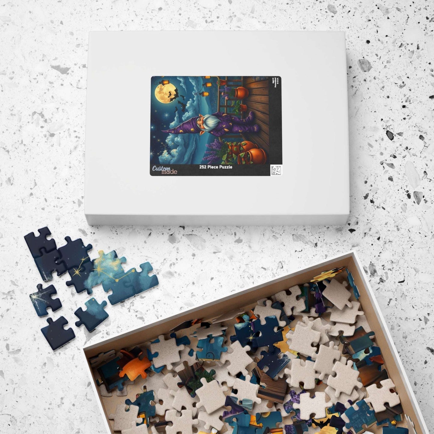 Stargazing Gnome Jigsaw Puzzle - Dreamy Rooftop Scene Puzzle The Puzzle Chest