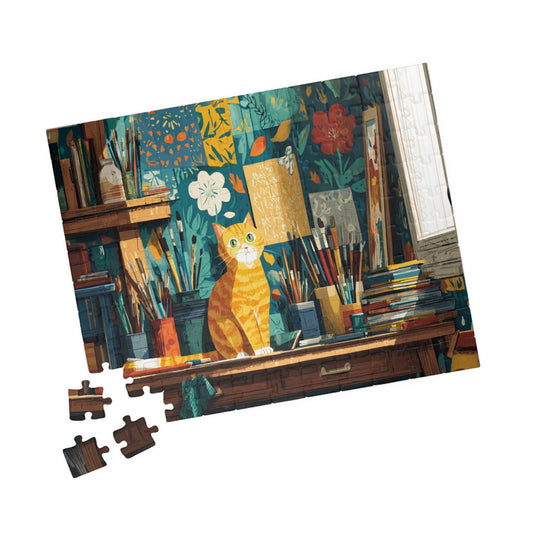 The Artist’s Cat – Matisse Inspired Jigsaw Puzzle, Animal Theme Studio Art Kitten Puzzle for Feline Lovers 110 pcs (Horizontal) Puzzle The Puzzle Chest