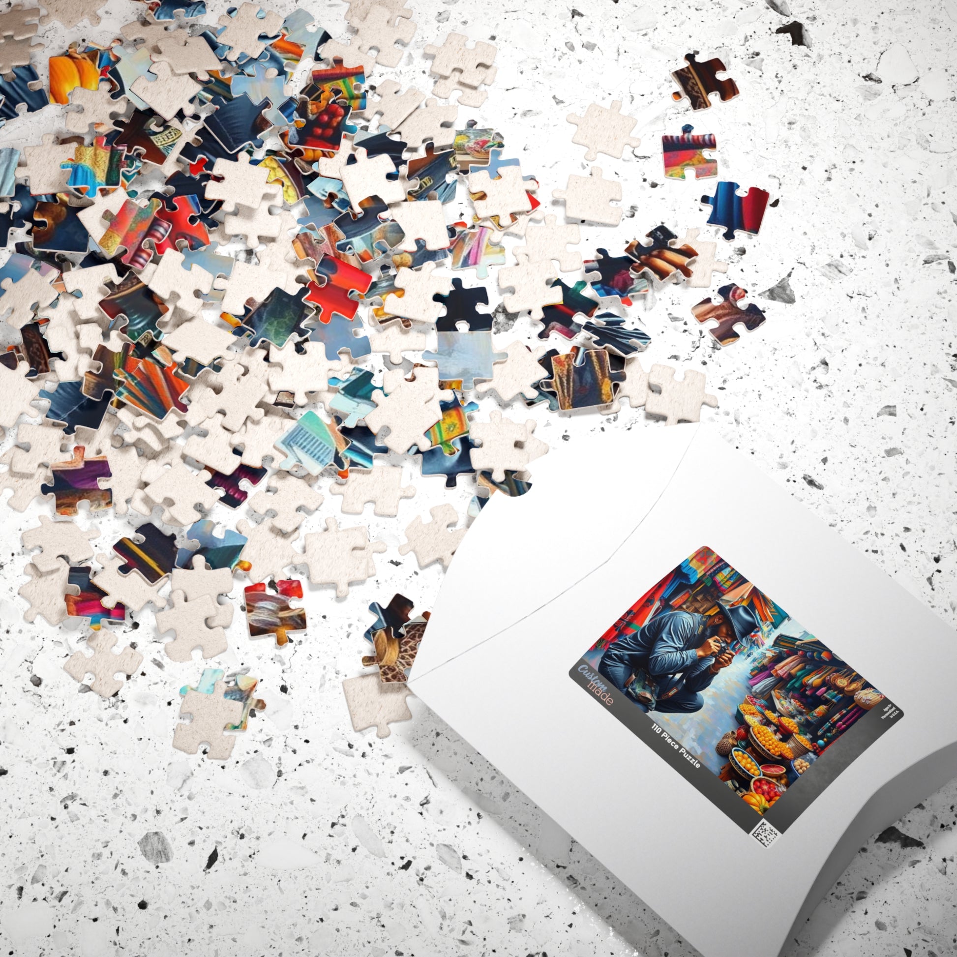 Cultural Street Market Jigsaw Puzzle - Black Man Taking Photographs, African American Art, Gift for Friends, Family Fun, Home Entertainment Puzzle The Puzzle Chest