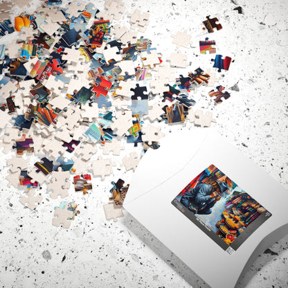 Cultural Street Market Jigsaw Puzzle - Black Man Taking Photographs, African American Art, Gift for Friends, Family Fun, Home Entertainment Puzzle The Puzzle Chest