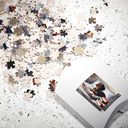 Dachshund Book Lover Puzzle - Cozy Pet Puzzle for Dog Lovers, Family Game Night, Gift for Bookworms, Fun Indoor Activity, Relaxing Gift Puzzle The Puzzle Chest