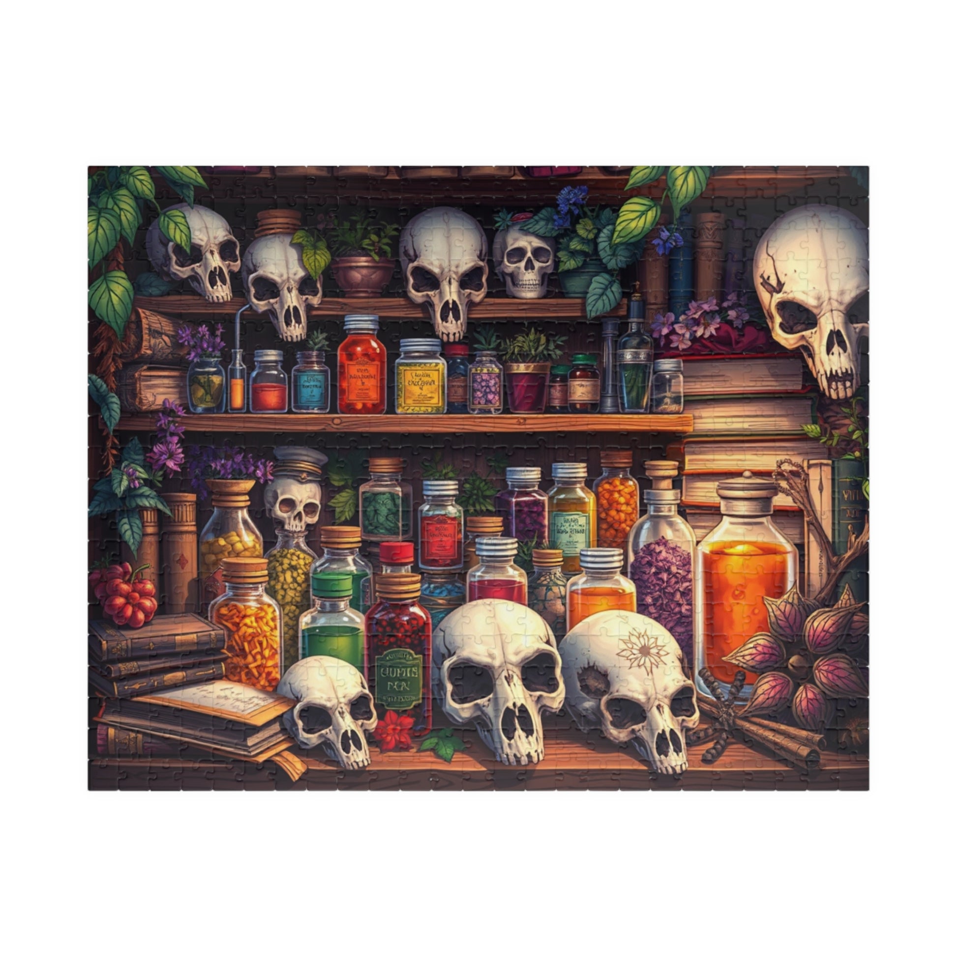 Skull Potion Shop Puzzle - Halloween Decor, Gift for Puzzle Lovers, 110 to 1014-Piece Fun, Perfect for Family Game Night, Gothic Home Decor 520 pcs (Horizontal) The Puzzle Chest