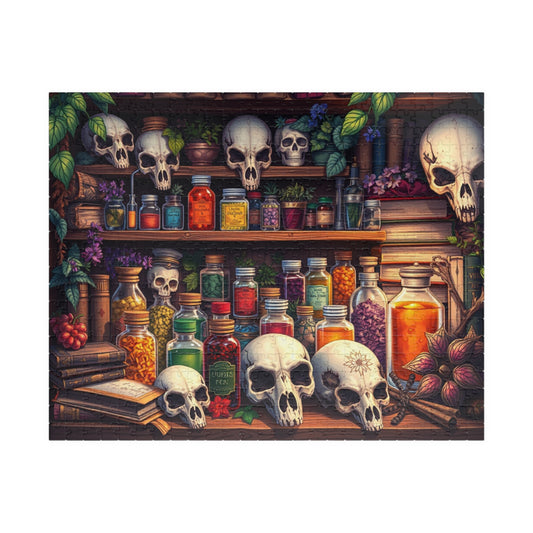 Skull Potion Shop Puzzle - Halloween Decor, Gift for Puzzle Lovers, 110 to 1014-Piece Fun, Perfect for Family Game Night, Gothic Home Decor 520 pcs (Horizontal) The Puzzle Chest